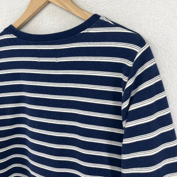 LANDS END Sweatshirt Womens XL 18 Serious Sweats Striped Jumper Pullover Blue - Picture 9 of 15